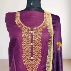 Elegance Embroidered Cotton Suit Set with Dupatta for Women