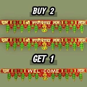 Embroidered Fabric Door Toran with Religious Motifs & Festive Decor(Pack of 3)