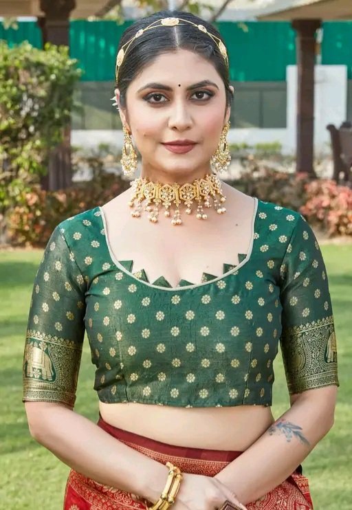 cotton silk jacquard saree with unstitched blouse - Image 4