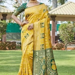 cotton silk jacquard saree with unstitched blouse