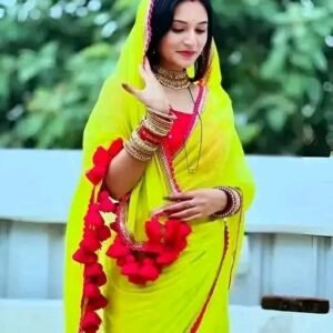 Women's New Georgette Saree with Tassels and Lace